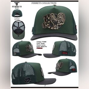 Green and Black Snapback Hat with Rooster Design